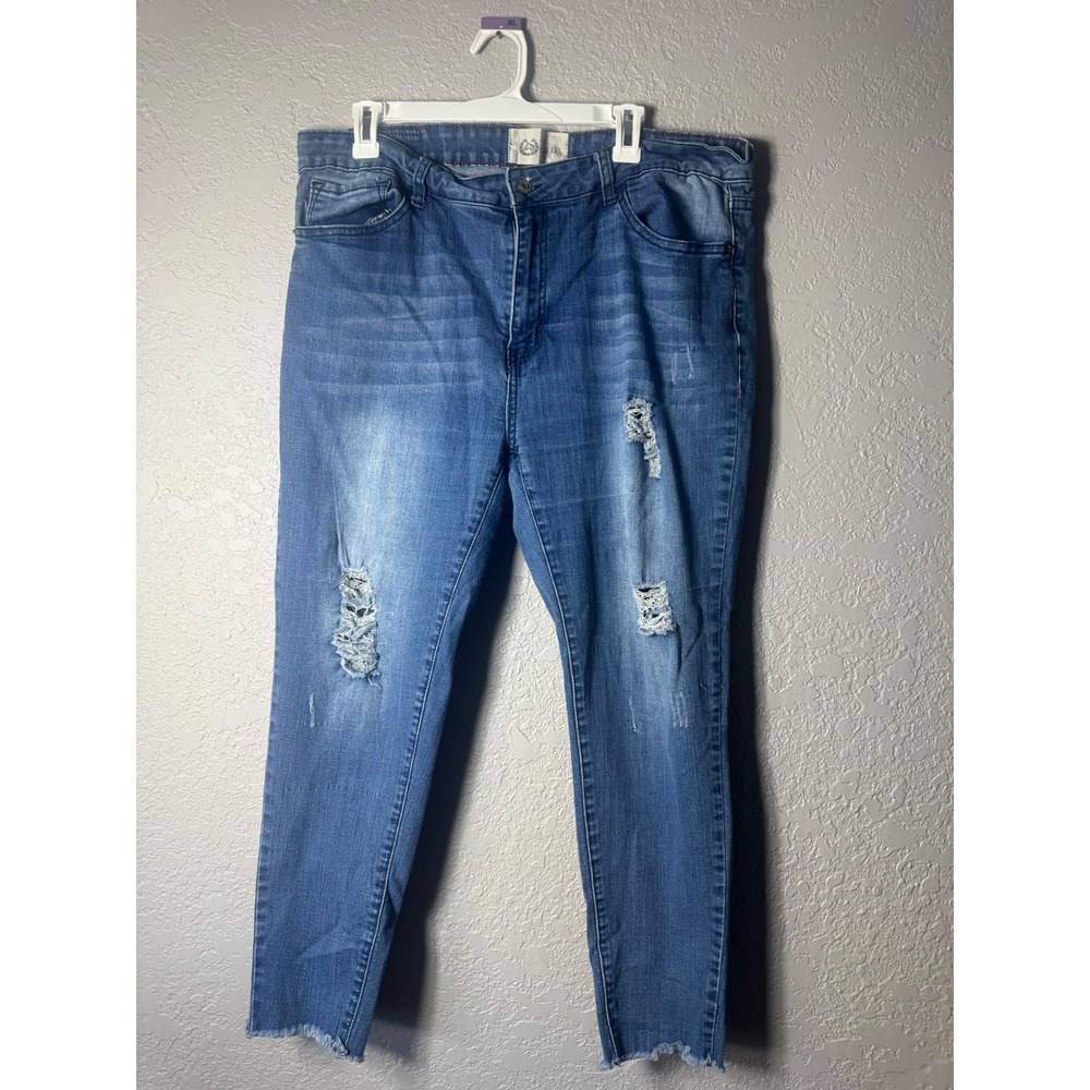 L&B Jeans Distressed Blue Denim Skinny Fit Pants Women Size 16